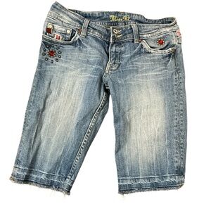 Miss Me Blue Denim Shorts with Embellishments